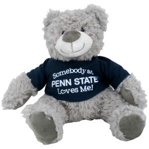 plush stuffed gray bear Aly with navy t-shirt Somebody at Penn State Loves Me!